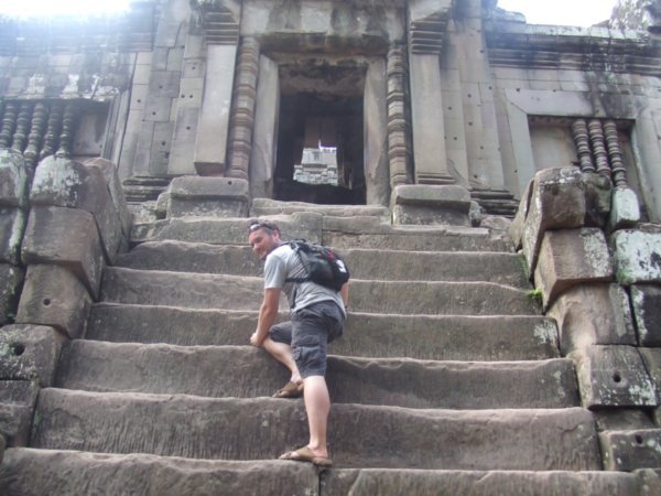 Steep climb in another temple