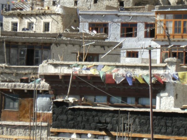 Housing and prayer flags in Leh