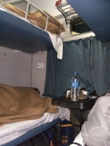 On board our sleeper train from Delhi to Mumbai