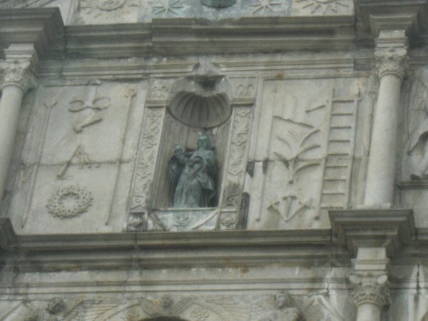 The facade detail of the St Paul's ruins