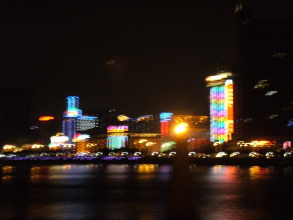 Bright lights of Xiamen as viewed from across the water on Gulang Yu