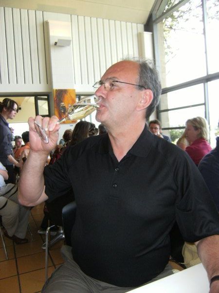 Dad savouring the bubbles at the Domain Chandon Vineyard in the Yarra Valley, Victoria