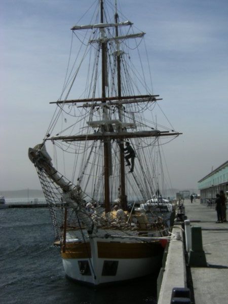 Traditional sail ship at the seaport in Hobart 