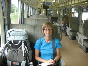 Claire on the Local Biei train