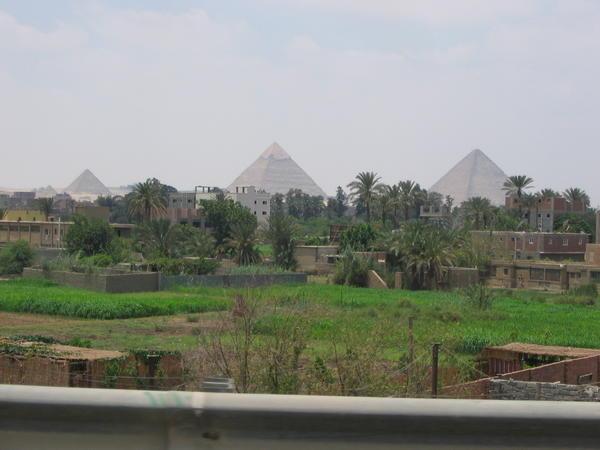 First glimpse of the Pyramids at Giza