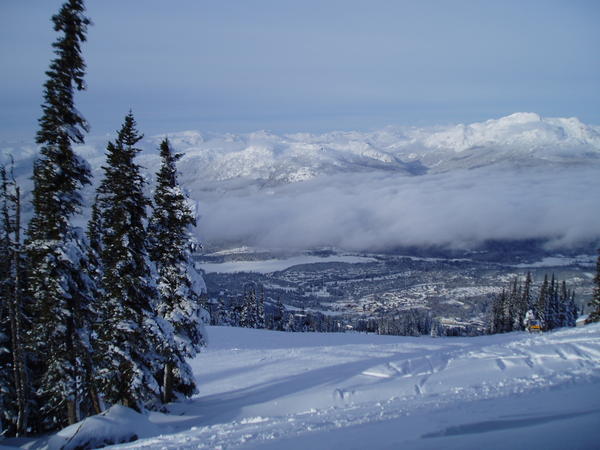 Looking over Whistler village from Blackcomb