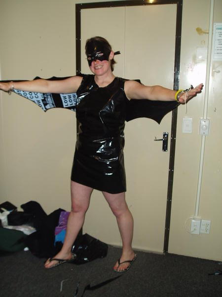 Dressed as batwoman 