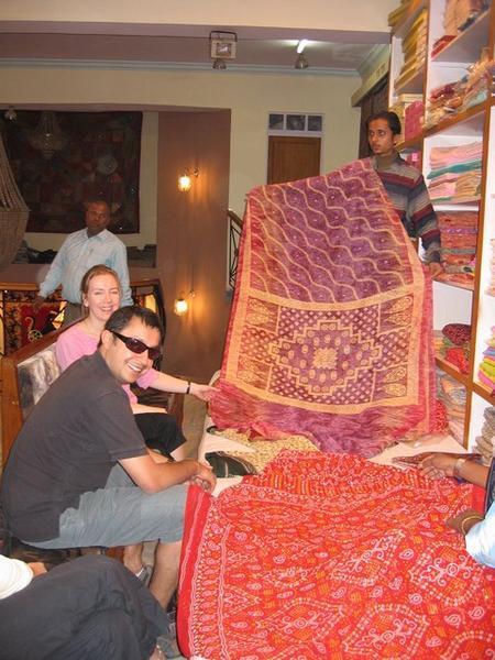Jo and Prit buying a Sari