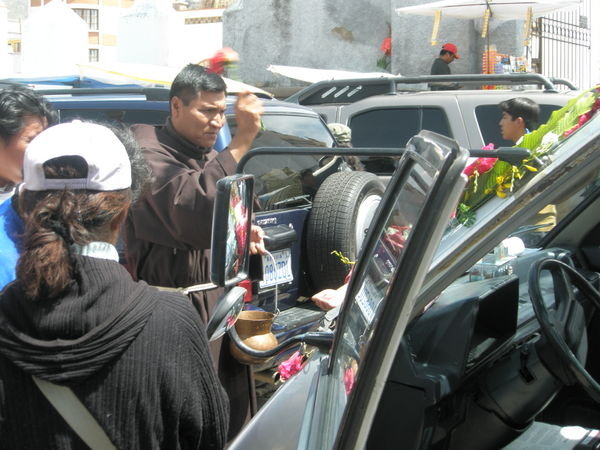 Blessing of the cars - every afternoon!