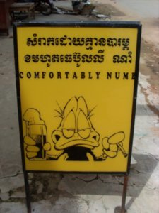 out side a bar in this remote cambodian town