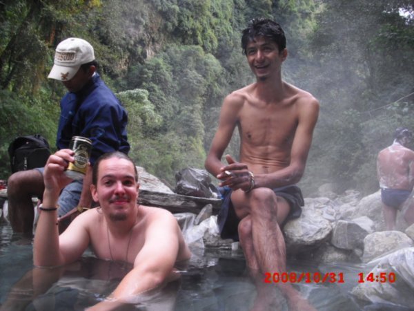 me and Bhimsen in the hotspring in the Himalayas