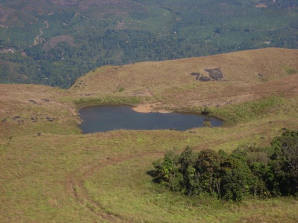 heart shape lake on Chembra Peak in Wayanad