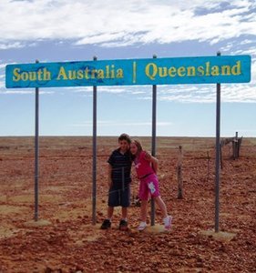 Alex & Kate at the SA/Qld Border