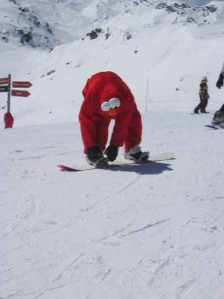 Elmo on a snowboard!