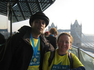 Rupesh & I at the top of the London Assembly at the finish of Maggies Night Hike