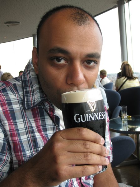 Rupesh With His Guinness At The Bar At The Top Of The Guinness Brewery
