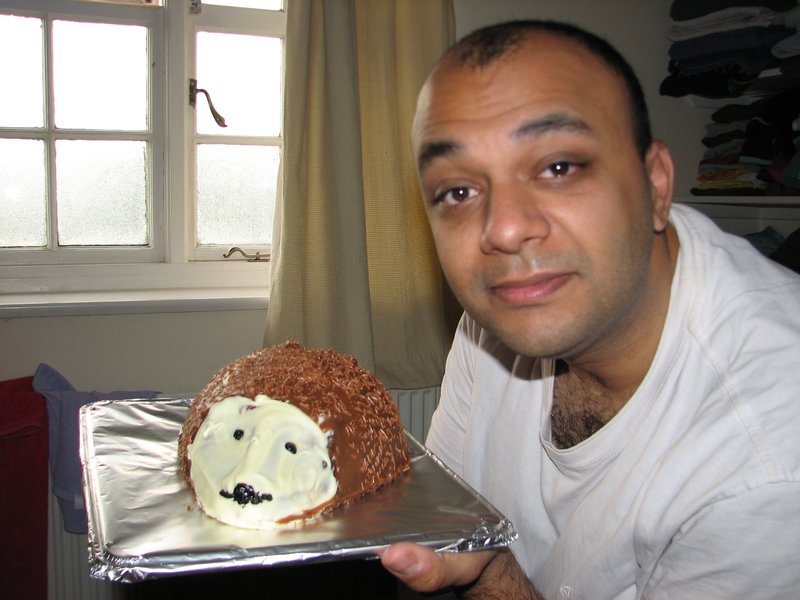 Rupesh with his masterpiece Hedgehog Cake for my 33rd Birthday!
