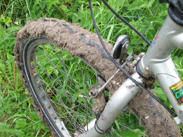Tyres caked in mud!