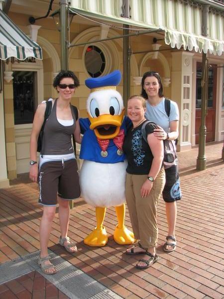 Elizabeth, Bern & I with Donald Duck, Disneyland