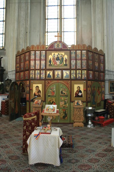 Romanian section inside a Catholic church