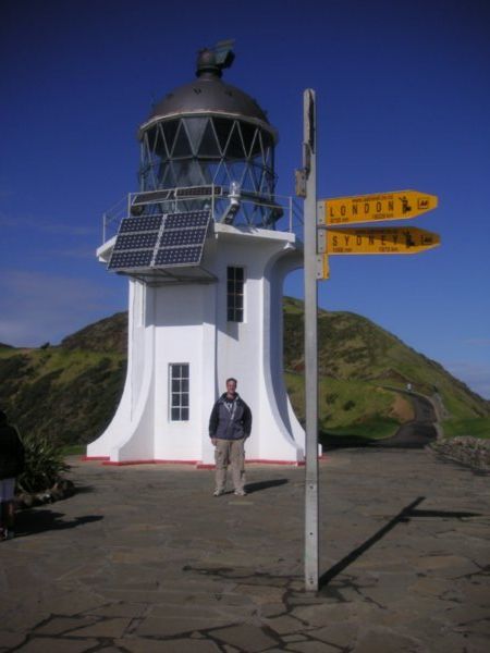Cape Reinga Lighthouse and sign to London