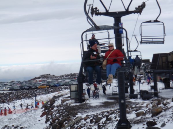Agatha and Jan enjoying their scenic chairlift!