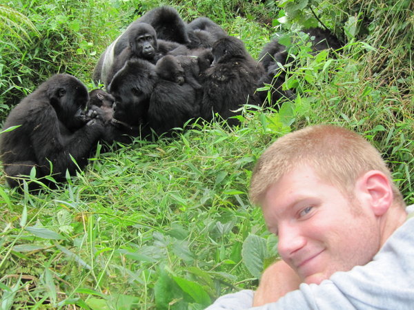 A monkey with the Gorillas