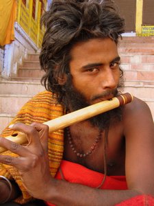 Indian Sadhu and his Flute