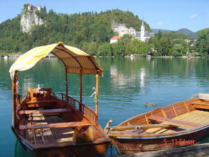 Lake Bled with the castle on the top background