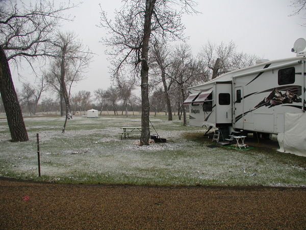 Snow on our campsite