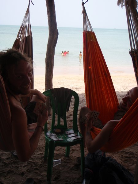 Playing Shithead in our hammocks