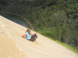 Me trying to slide down a sand dune
