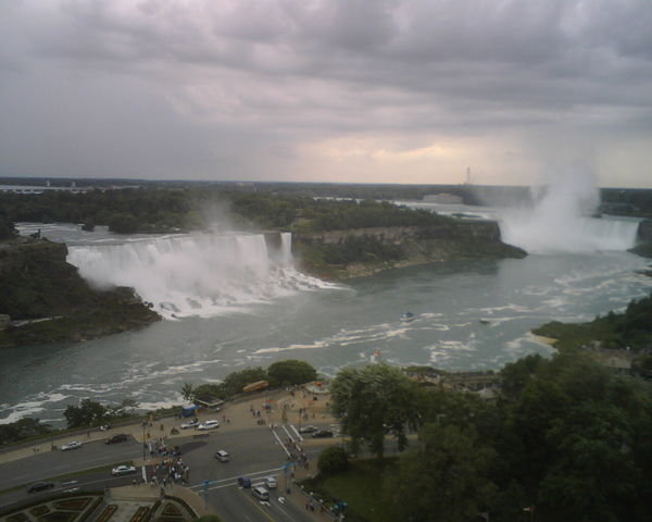 View of Niagara Falls from our hotel room