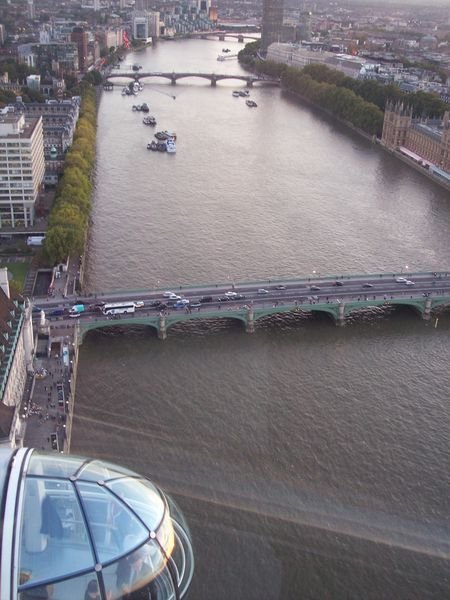 looking down at the thames from the london eye
