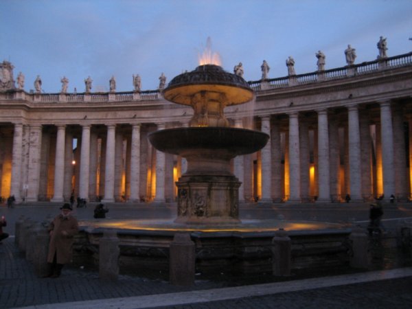 Fountain at St Peter's at Night