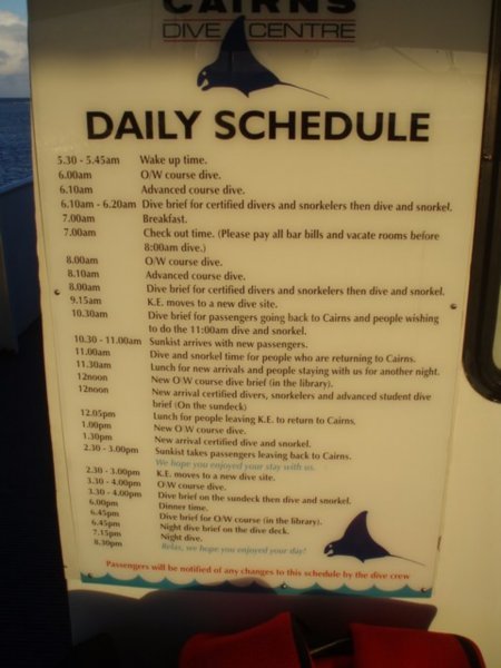 our daily schedule