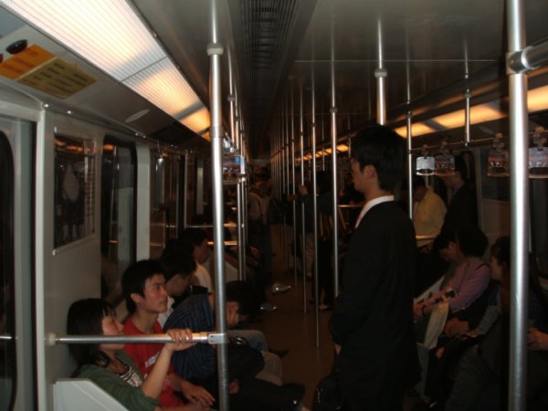 Inside subway car