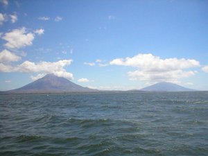 Ometepe from a rough boat...