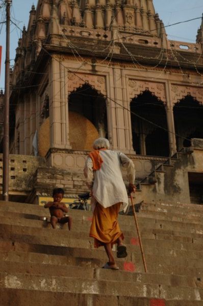 On the steps at Varanasi