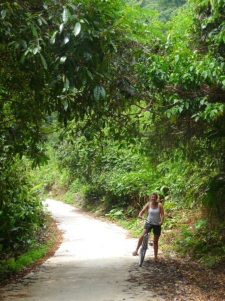 cycling in lush cat ba national park