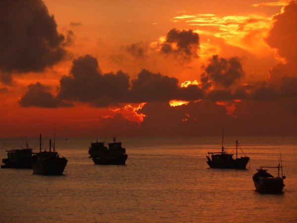 Dawn and fishing boats