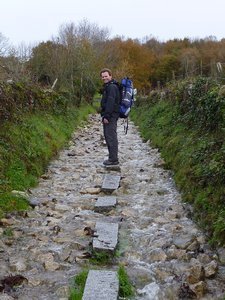 Stone to stone through a stream in Galicia
