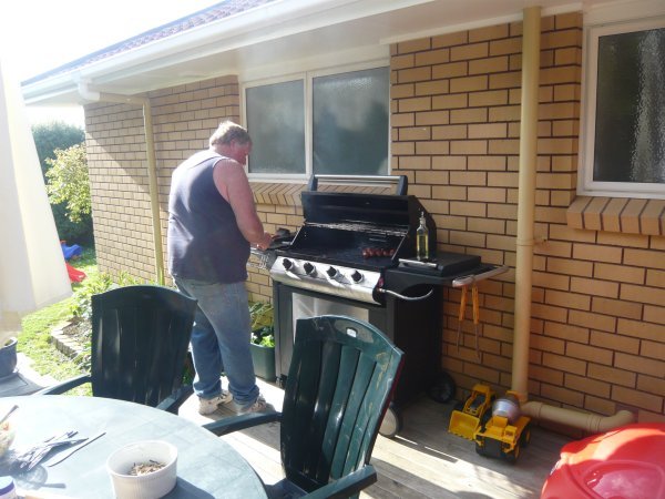 Steve fires up the barby