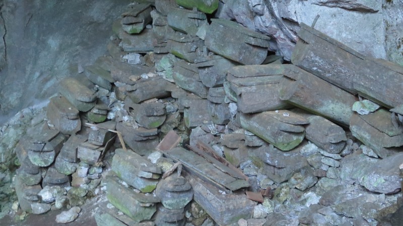 Stacked Coffins at the Entrance to the Cave
