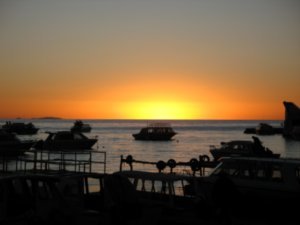 Sunset in Copacabana - our last sunset in Bolivia