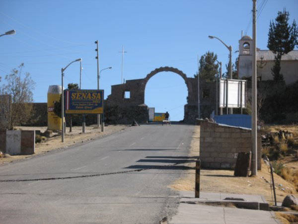 The Peruvian/Bolivian border ( Yunguyo)