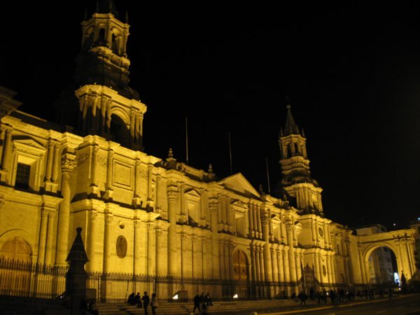 Arequipa cathedral at night