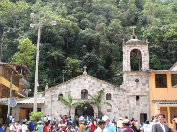 Aguas Calientes church in town plaza