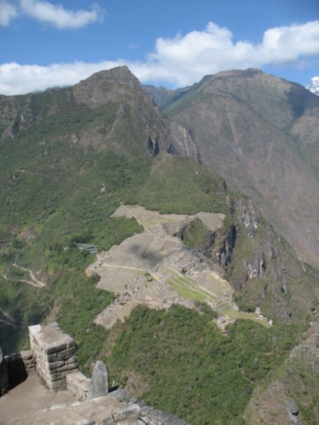 View of MP on the way up Huayna/Wayna Picchu 