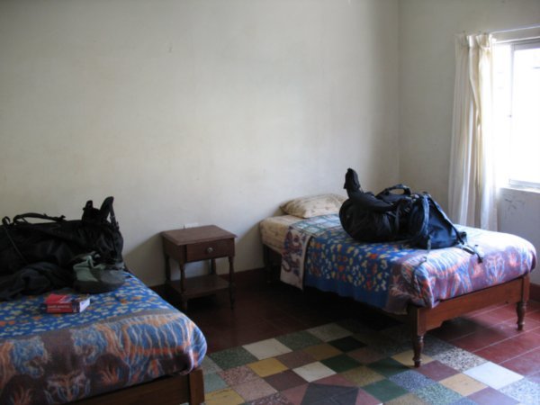 Our room in Piura with the beds from hell